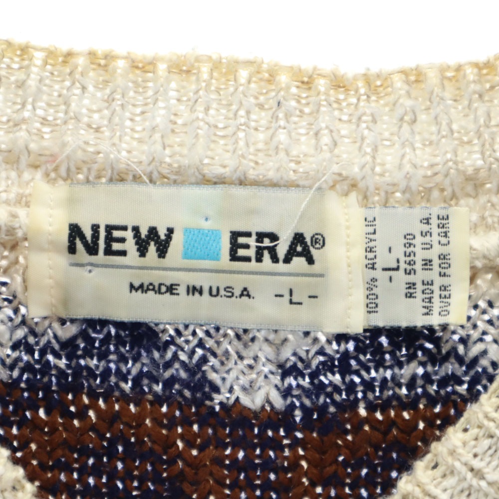 80s オールド USA製 ボーダー柄 長袖 セーター L ベージュ 他 メンズ 80s オールド USA製 ボーダー柄 長袖 セーター L ベージュ 他 メンズ