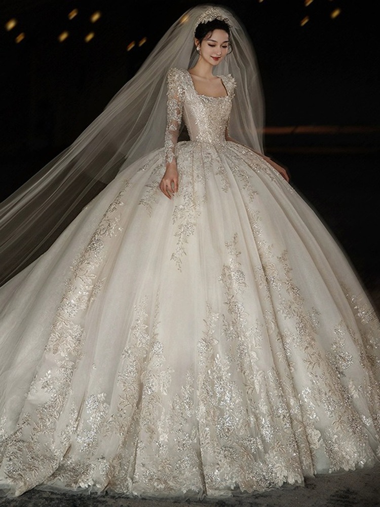 長袖ウェディングドレス 2024年 ブライダル メインヤーン 質感 プリンセス重工 大きいサイズドレス 長袖ウェディングドレス 2024年 ブライダル メインヤーン 質感 プリンセス重工 大きいサイズドレス