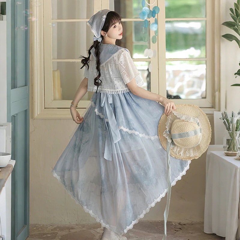 正規品デザイン山野留新韓国雲cos要素頭巾上着ワンピースセット 正規品デザイン山野留新韓国雲cos要素頭巾上着ワンピースセット