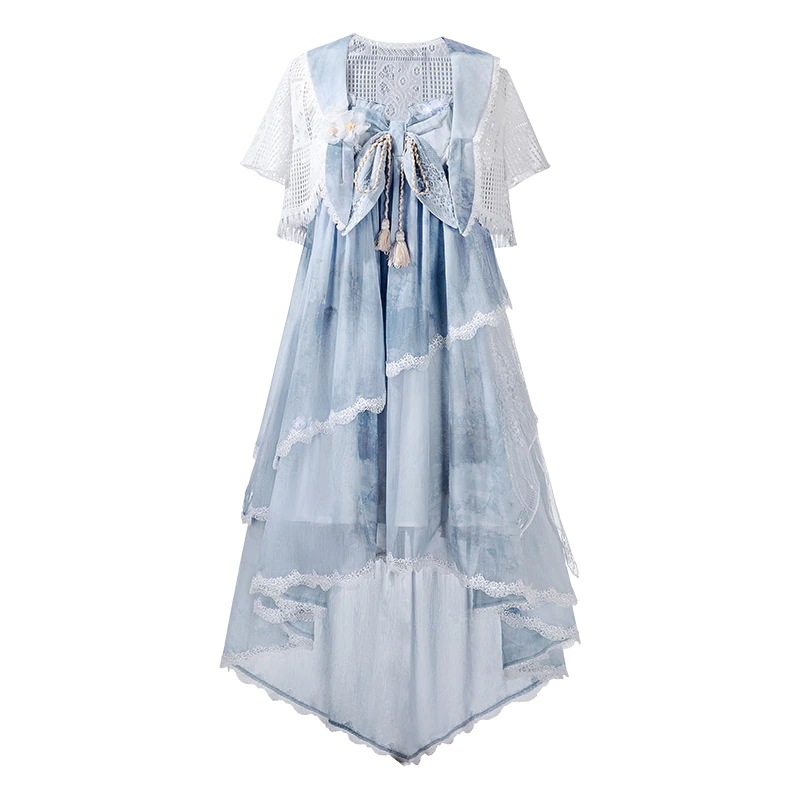 正規品デザイン山野留新韓国雲cos要素頭巾上着ワンピースセット 正規品デザイン山野留新韓国雲cos要素頭巾上着ワンピースセット