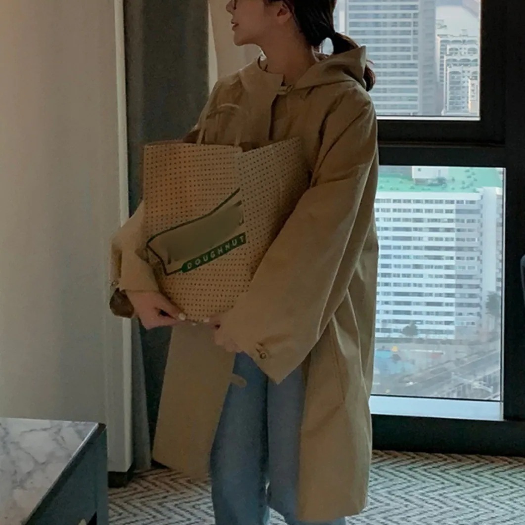 2color レディース アウター コート トレンチコート フーディー ポケット きれいめ 上品