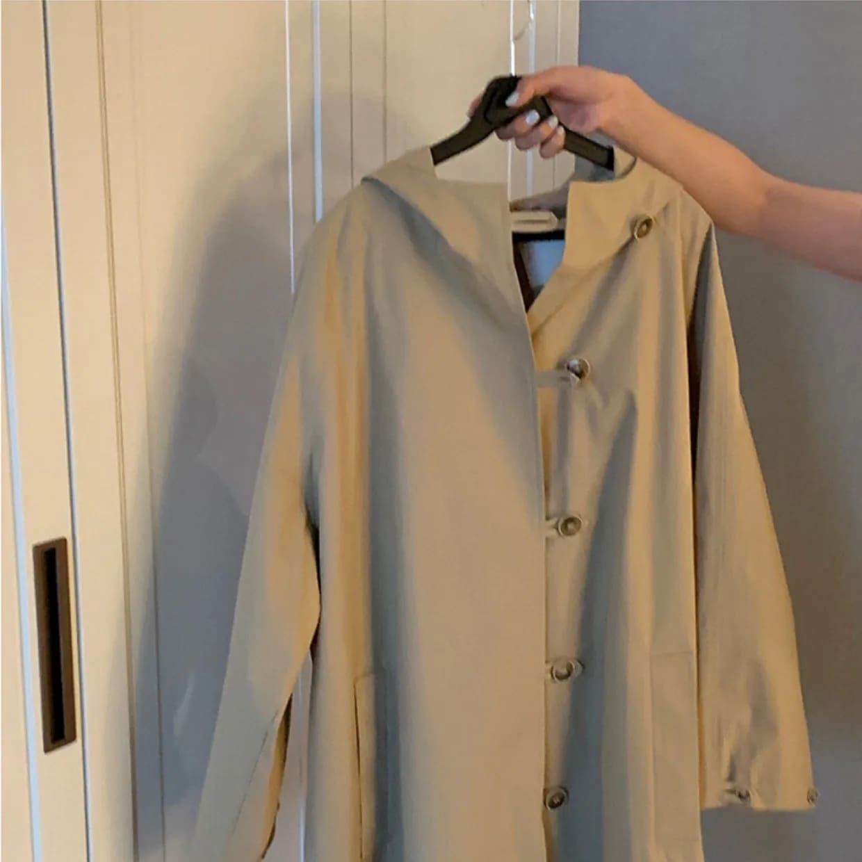 2color レディース アウター コート トレンチコート フーディー ポケット きれいめ 上品