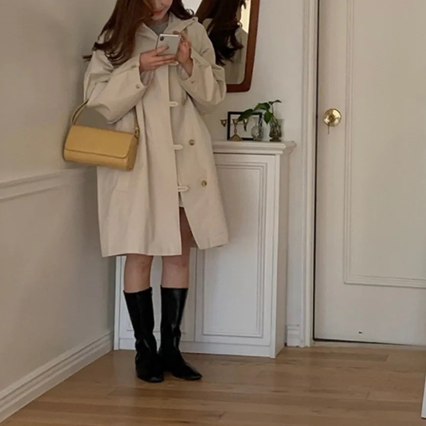 2color レディース アウター コート トレンチコート フーディー ポケット きれいめ 上品