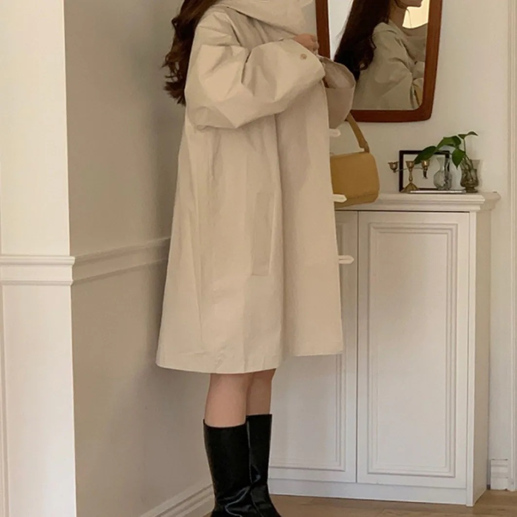 2color レディース アウター コート トレンチコート フーディー ポケット きれいめ 上品