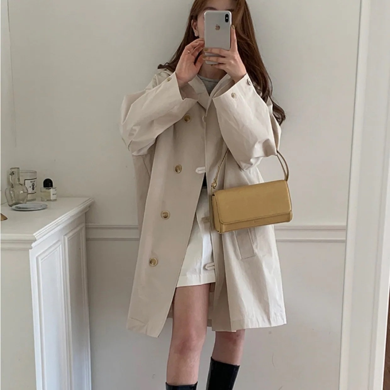 2color レディース アウター コート トレンチコート フーディー ポケット きれいめ 上品