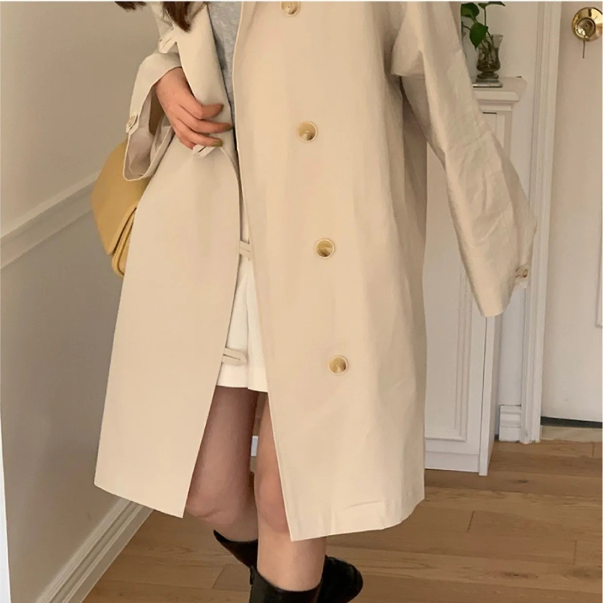 2color レディース アウター コート トレンチコート フーディー ポケット きれいめ 上品