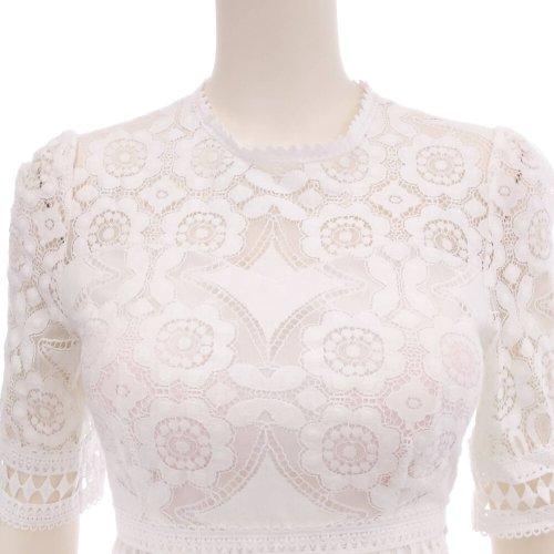 キャバドレス ナイトドレス ミディアムドレス ハイウエスト タイト ワンピース 半袖 スリット 総レース レディース グラシア