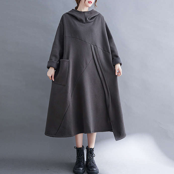 パーカー ワンピース ロング 裏起毛 秋冬 レディース パーカーワンピース ワンピース 大きサイズ マキシ丈 ロングワンピース ロング丈 フード付き レディース 長袖 体型カバー カジュアル ゆったり