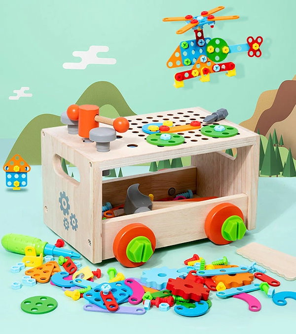 Qoo10] 木のおもちゃ 大工 知育玩具 ネジ ねじ