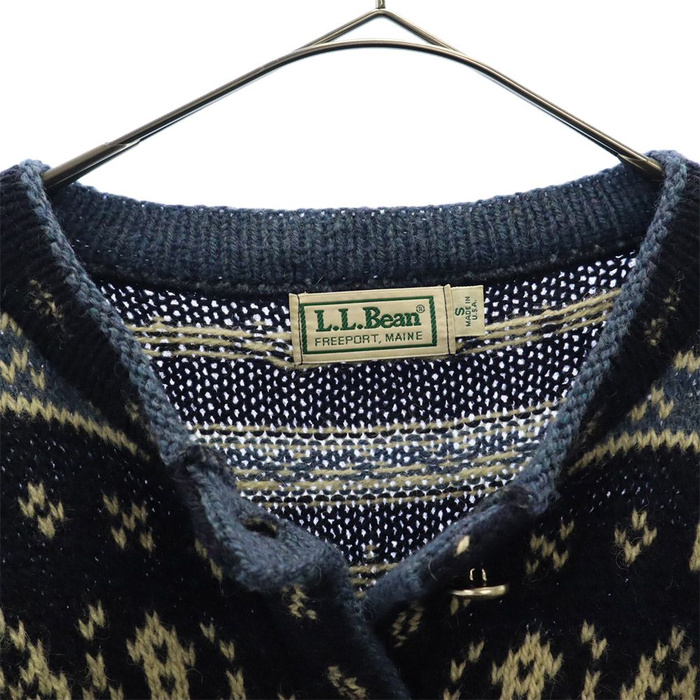 70s 80s ノルディック 総柄 長袖 ニット カーディガン S ネイビー オールド ヴィンテージ レディース