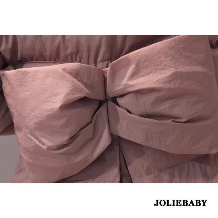 ダウン綿コート レディース 中綿コート ダウンジャケット 可愛い 大きいサイズ 上品 秋冬5色 Aライン リボン 軽い アウター