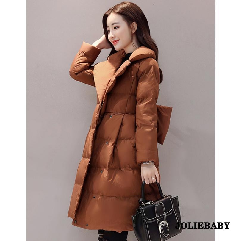ダウン綿コート レディース 中綿コート ダウンジャケット 可愛い 大きいサイズ 上品 秋冬5色 Aライン リボン 軽い アウター