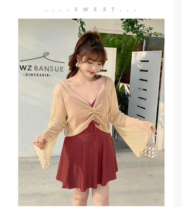 2点セット 水着 大きいサイズ レディース 体型カバー ぽっちゃり 服みたいな ワンピース ボレロ おしゃれ かわいい オールインワン ハイウエスト オトナ女子 温泉 露出控えめ セクシー 韓国風 大