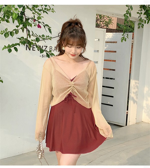 2点セット 水着 大きいサイズ レディース 体型カバー ぽっちゃり 服みたいな ワンピース ボレロ おしゃれ かわいい オールインワン ハイウエスト オトナ女子 温泉 露出控えめ セクシー 韓国風 大