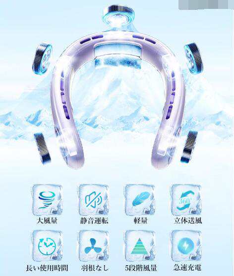 【20%超還元セレクト】2024最新型 首掛け扇風機 ネッククーラー ネックファン 羽なし 5段階風量 静音 軽量 6000mAh 3つ冷却プレート 夏 熱中対策