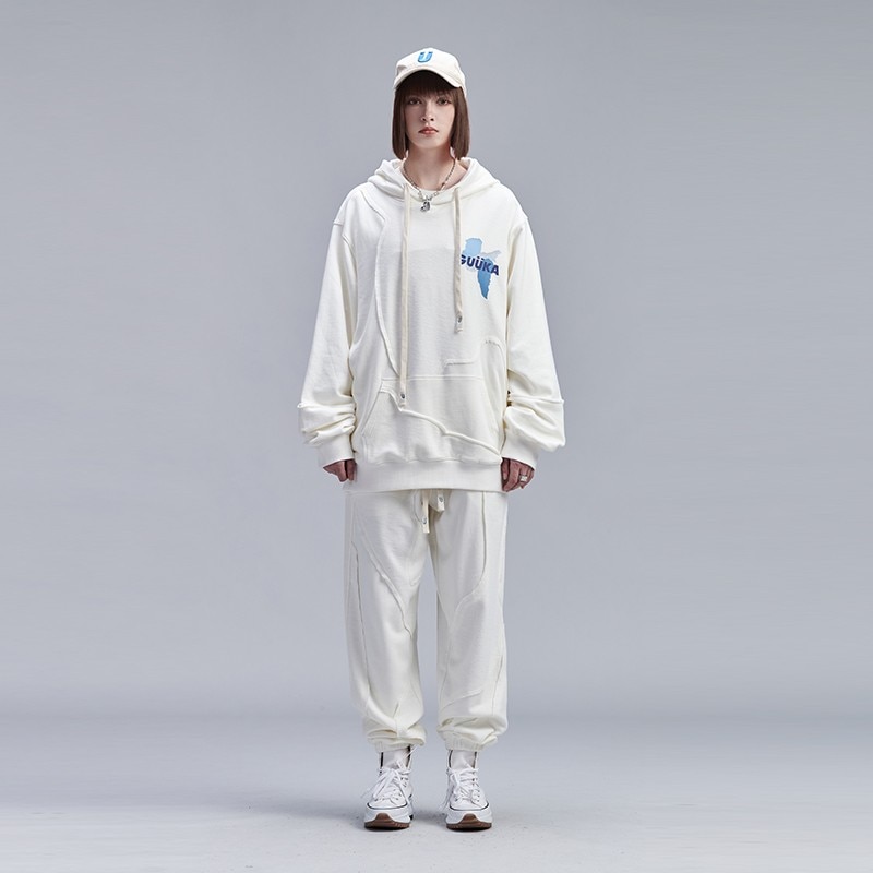 秋 フード付き スウェットシャツ ガールズ トレンド ブランド カップル ヒップホップ 不規則 スプライシング ロゴ プリント パーカー ルーズ 秋 フード付き スウェットシャツ ガールズ トレンド ブランド カップル ヒップホップ 不規則 スプライシング ロゴ プリント パーカー ルーズ