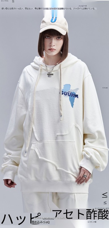 秋 フード付き スウェットシャツ ガールズ トレンド ブランド カップル ヒップホップ 不規則 スプライシング ロゴ プリント パーカー ルーズ 秋 フード付き スウェットシャツ ガールズ トレンド ブランド カップル ヒップホップ 不規則 スプライシング ロゴ プリント パーカー ルーズ