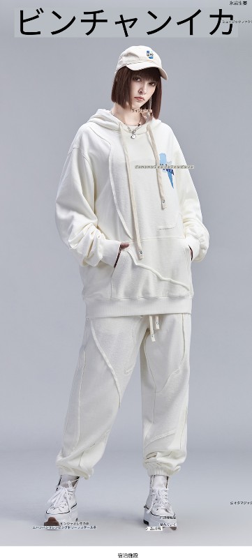 秋 フード付き スウェットシャツ ガールズ トレンド ブランド カップル ヒップホップ 不規則 スプライシング ロゴ プリント パーカー ルーズ 秋 フード付き スウェットシャツ ガールズ トレンド ブランド カップル ヒップホップ 不規則 スプライシング ロゴ プリント パーカー ルーズ