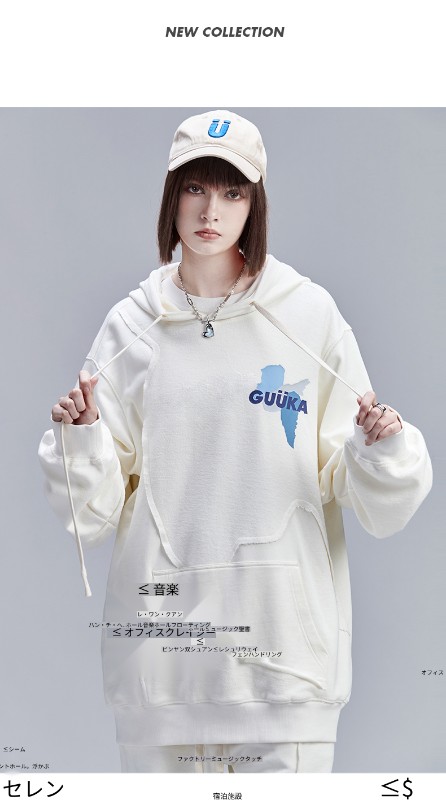 秋 フード付き スウェットシャツ ガールズ トレンド ブランド カップル ヒップホップ 不規則 スプライシング ロゴ プリント パーカー ルーズ 秋 フード付き スウェットシャツ ガールズ トレンド ブランド カップル ヒップホップ 不規則 スプライシング ロゴ プリント パーカー ルーズ