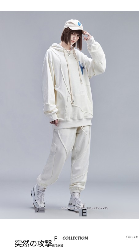 秋 フード付き スウェットシャツ ガールズ トレンド ブランド カップル ヒップホップ 不規則 スプライシング ロゴ プリント パーカー ルーズ 秋 フード付き スウェットシャツ ガールズ トレンド ブランド カップル ヒップホップ 不規則 スプライシング ロゴ プリント パーカー ルーズ