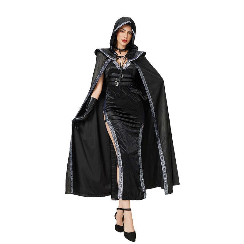 ハロウィンコスチュームセクシーな魔女コスチュームダークゴシックヨーロッパとアメリカのホットガールスリムローブコスプレパフォーマンスコスチューム ハロウィンコスチュームセクシーな魔女コスチュームダークゴシックヨーロッパとアメリカのホットガールスリムローブコスプレパフォーマンスコスチューム