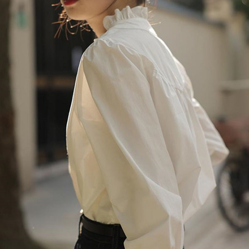 POMTORレディースモノクロシャツ南方長袖カジュアルシャツブラウスオフィスルックシンプルシャツ POMTORレディースモノクロシャツ南方長袖カジュアルシャツブラウスオフィスルックシンプルシャツ