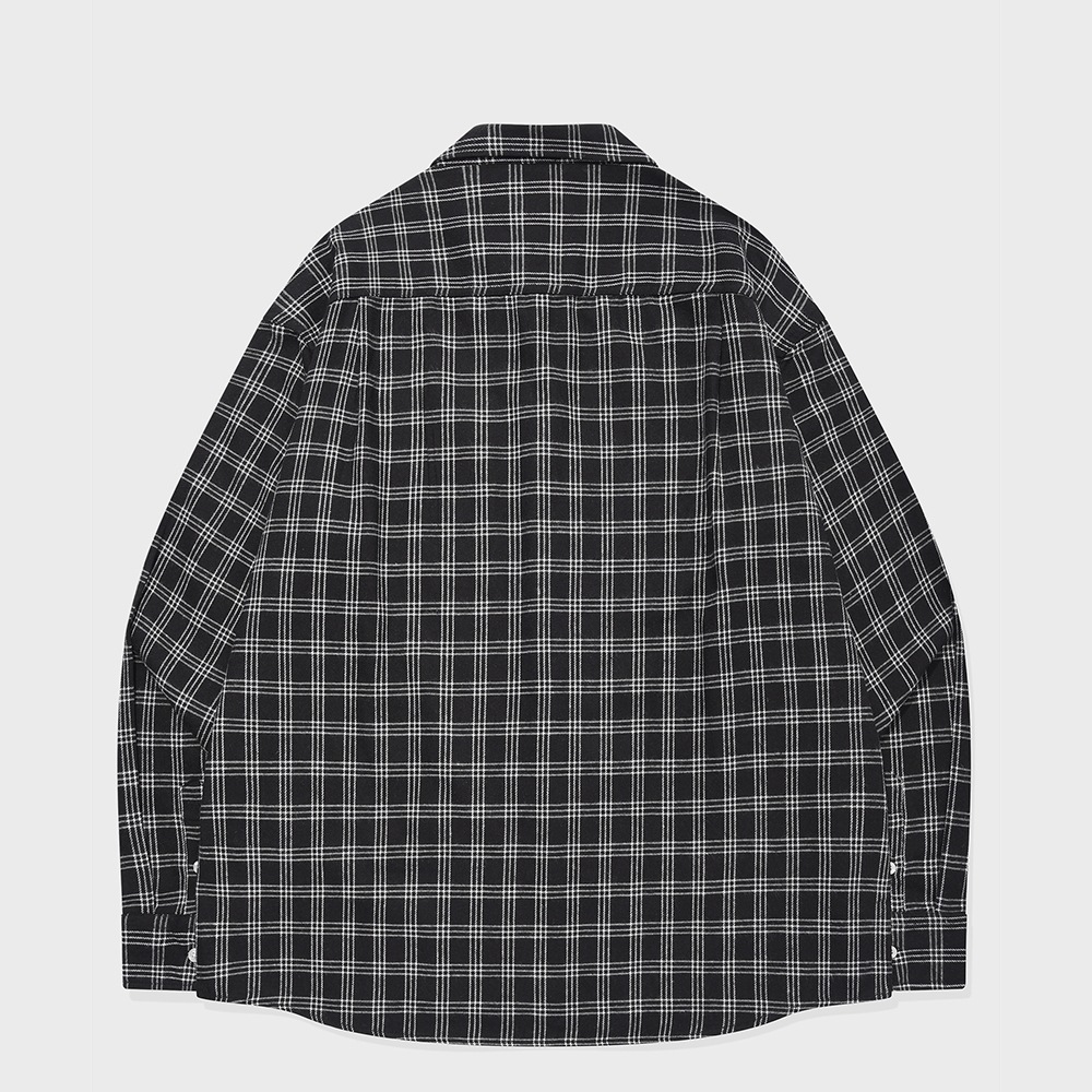 SP POCKET ALTERNATE CHECKED OVERFIT SHIRT-BLACK