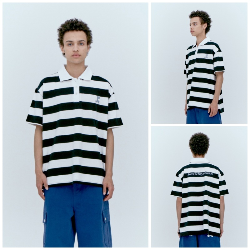 Tシャツ・カットソー Rest & Recreation STRIPE RUGBY T-SHIRT 4BFK598 Rest & Recreation STRIPE RUGBY T-SHIRT 4BFK598