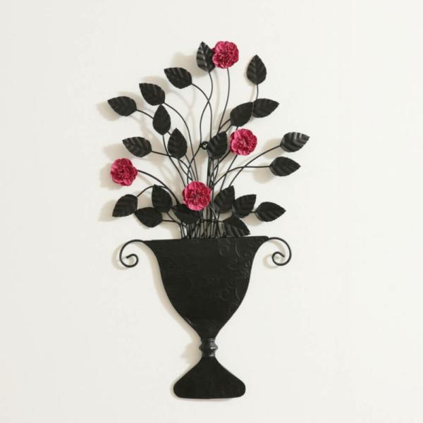 インテリアアート 壁掛け 飾り アンティーク 花瓶 花束 ウォールデコレーション アイアン ボタニカル 280x550mm