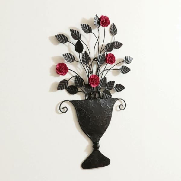 インテリアアート 壁掛け 飾り アンティーク 花瓶 花束 ウォールデコレーション アイアン ボタニカル 280x550mm