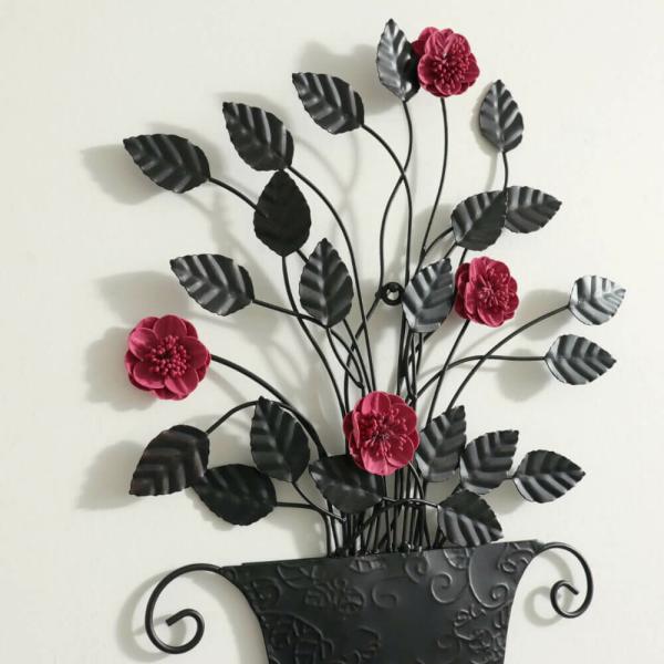 インテリアアート 壁掛け 飾り アンティーク 花瓶 花束 ウォールデコレーション アイアン ボタニカル 280x550mm