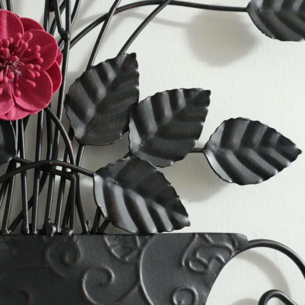 インテリアアート 壁掛け 飾り アンティーク 花瓶 花束 ウォールデコレーション アイアン ボタニカル 280x550mm