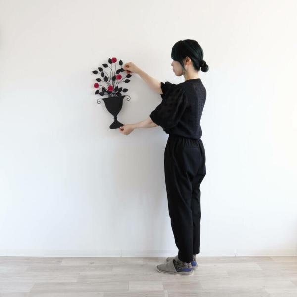 インテリアアート 壁掛け 飾り アンティーク 花瓶 花束 ウォールデコレーション アイアン ボタニカル 280x550mm