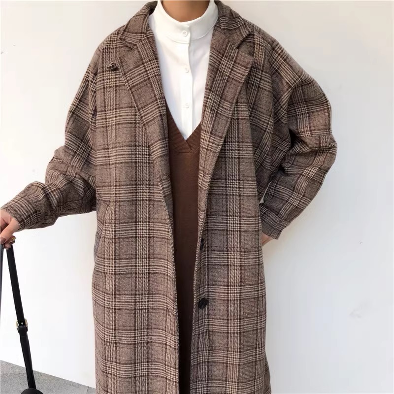 RE ARRIVAL/再入荷 オーバーサイズ ビックシルエット グレンチェック柄 チェスター ジャケット・アウター