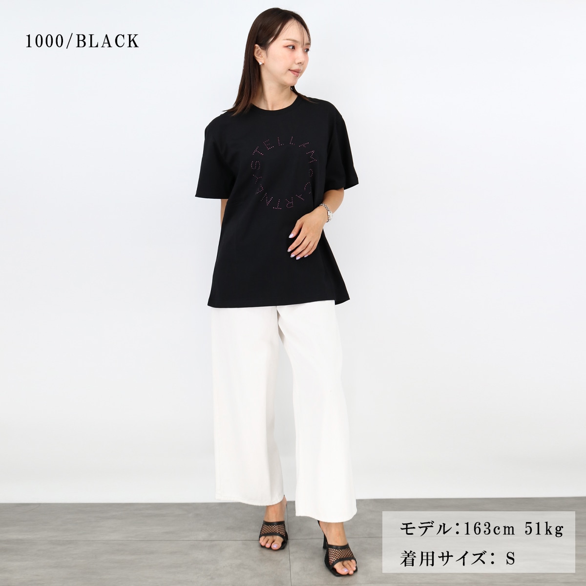 6J0158 3SPX38 レディース半袖Tシャツ ラインストーン ディアマンテ ロゴTシャツ クルーネック SS TEE
