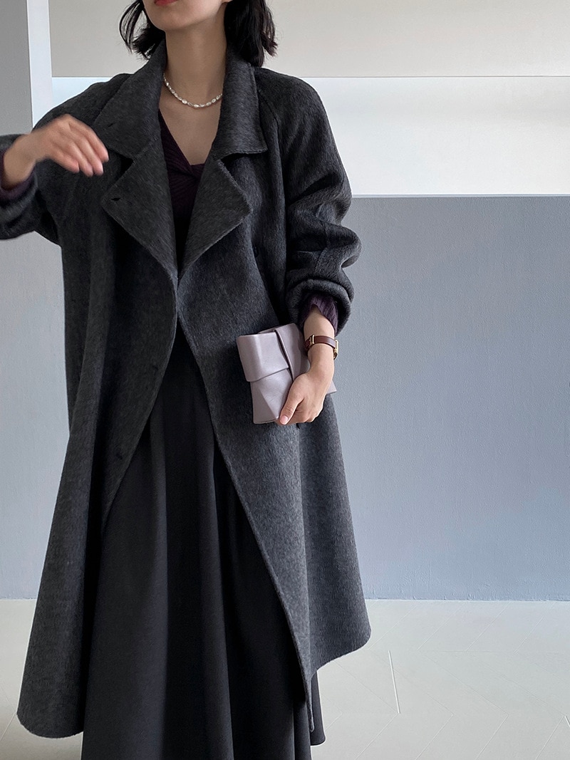 シープウール・ラペル・ハイロングヘア・ダブルフェイス・ツイードジャケット レディースコート シープウール・ラペル・ハイロングヘア・ダブルフェイス・ツイードジャケット レディースコート