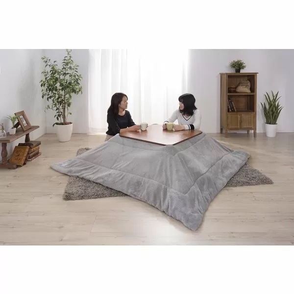 東谷 薄掛けコタツ布団 正方形 KK-163 W190D190 グレー/ネイビー 東谷 薄掛けコタツ布団 正方形 KK-163 W190D190 グレー/ネイビー