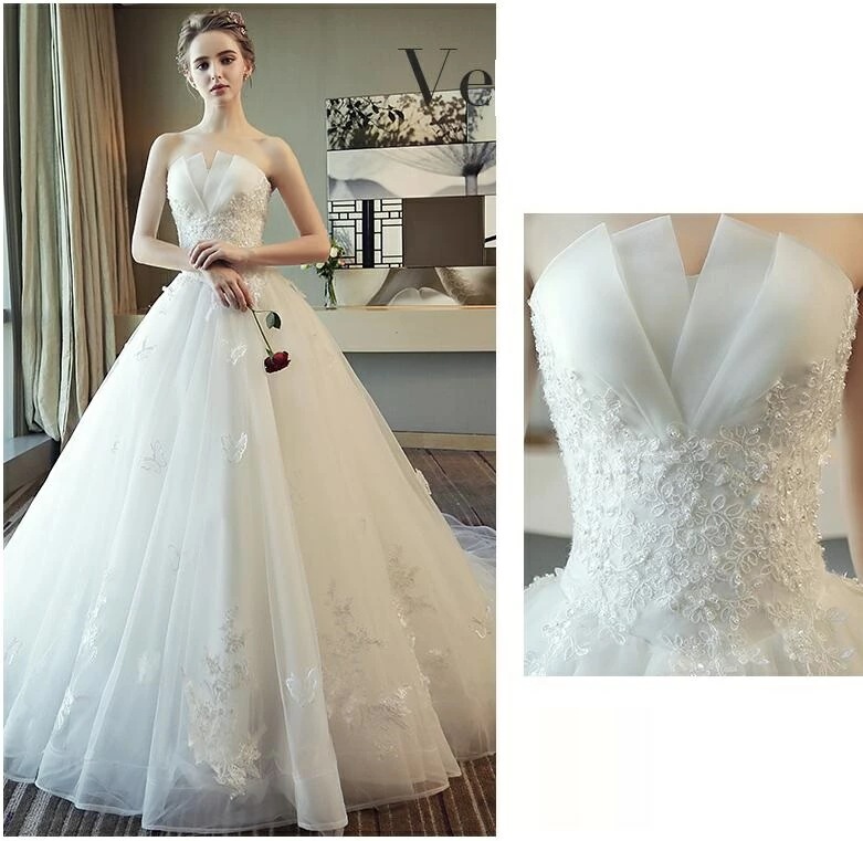 ウェディングドレス 結婚式ドレス トレーンドレス オフショルダー Aライン ドレス 床付きタイプ ロングトレーン 花嫁ドレス 二次会 大きいサイズ 小さいサイズ パーティードレス ウエディング 白 レ