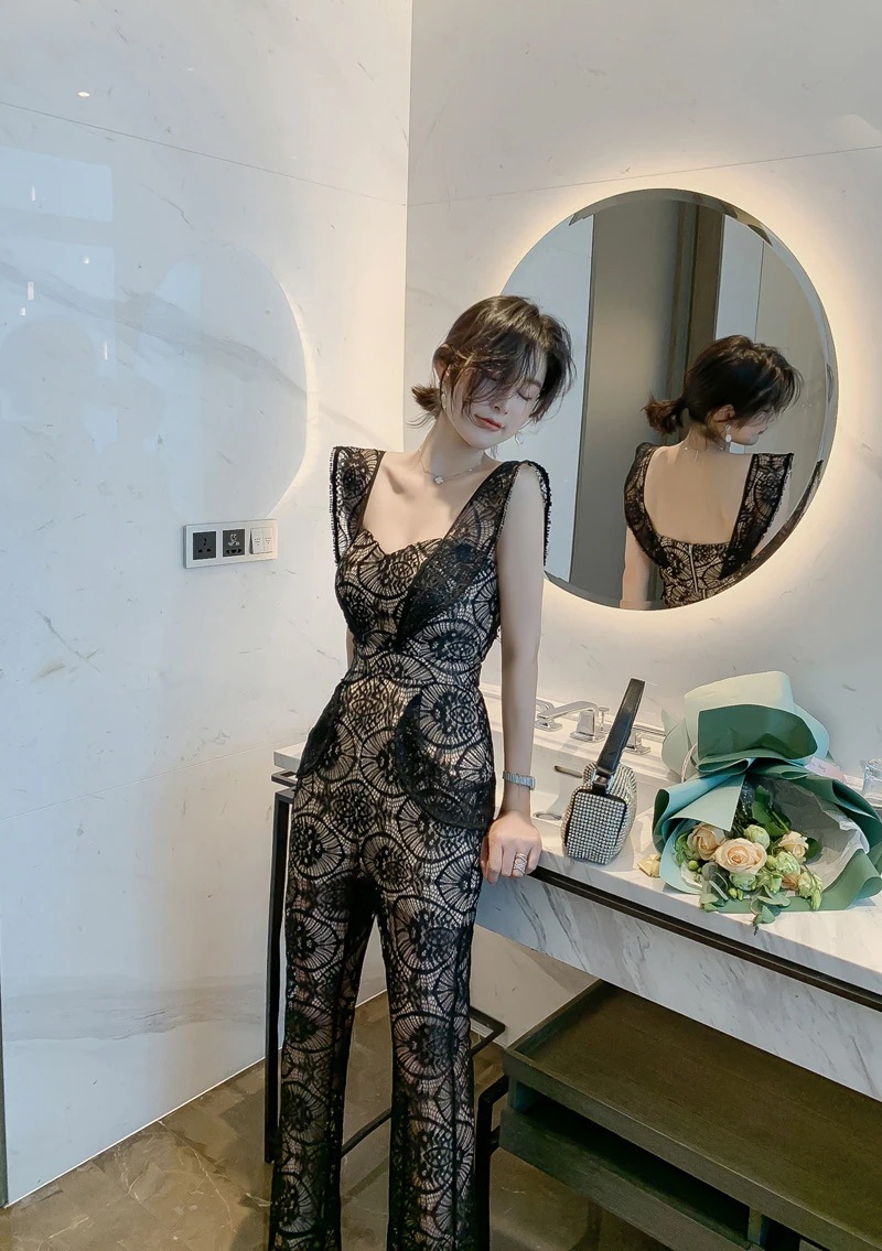 Hot!!!夏 レース オールインワン 2WAY ハイウエスト ノースリーブ バックレス サロペット Hot!!!夏 レース オールインワン 2WAY ハイウエスト ノースリーブ バックレス サロペット