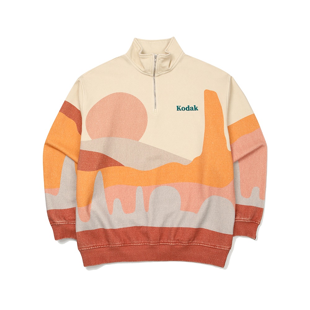 コダックトリップシーナリースタン プリント 長袖 ファスナー Tシャツ
