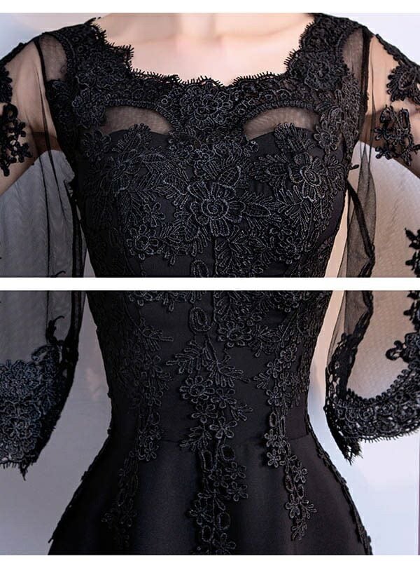 限定セールドレス 大人 ピアノ 発表会 演奏会用ドレス ロングドレス 演奏会 イブニングドレス 結婚式 母親 ピアノ発表会 中学生 パーティードレス 発表会ドレス 袖付き 黒 高校生 大きいサイズ コ