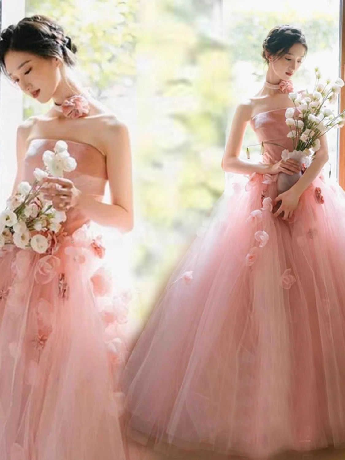 【2枚購入で 3oo円OFF!】女性のためのピンクのドレス 【2枚購入で 3oo円OFF!】女性のためのピンクのドレス