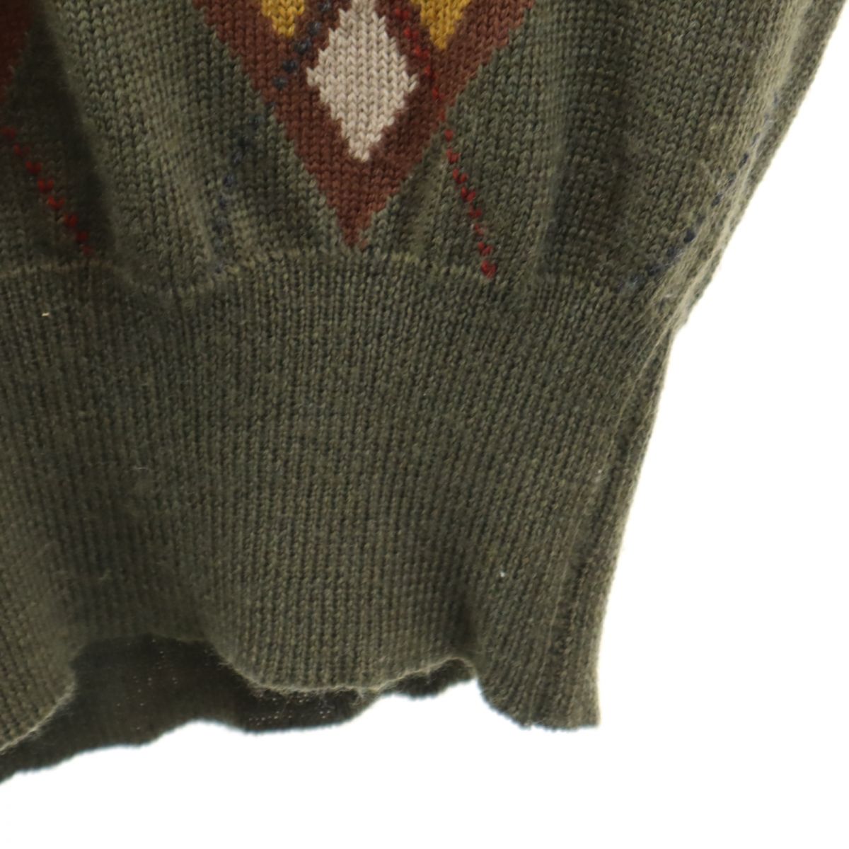 80s ウール ヴィンテージ 総柄 長袖 セーター 44 グリーン系 Vネック ニット メンズ 80s ウール ヴィンテージ 総柄 長袖 セーター 44 グリーン系 Vネック ニット メンズ