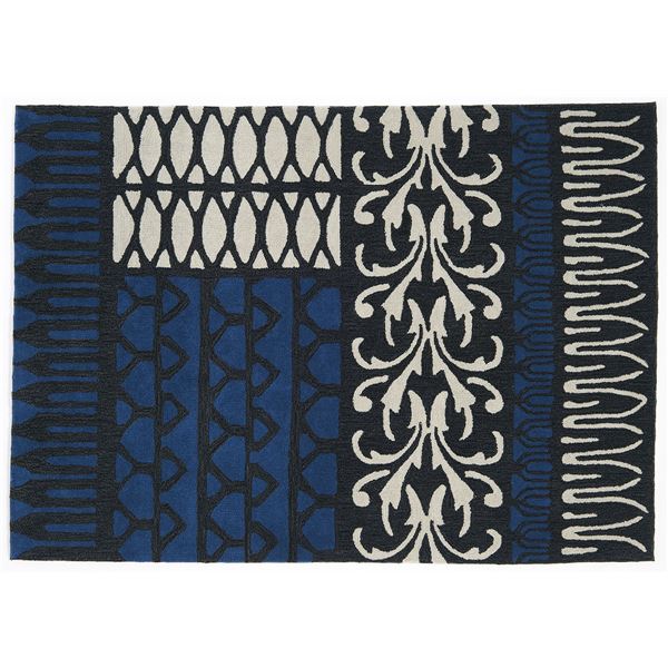 ラグマット/絨毯 (140cm×200cm ブルー) 長方形 洗える 折りたたみ 防ダニ 防滑 YARD RUG 『NEXTHOME』 (リビング)
