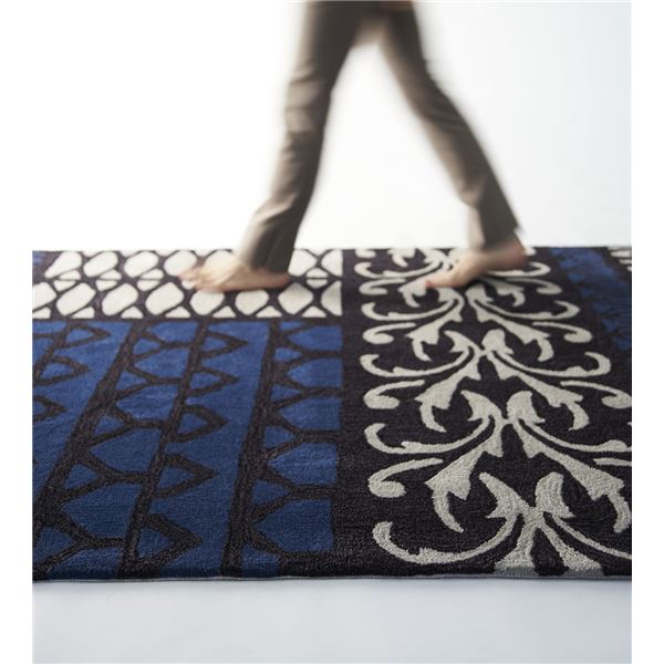 ラグマット/絨毯 (140cm×200cm ブルー) 長方形 洗える 折りたたみ 防ダニ 防滑 YARD RUG 『NEXTHOME』 (リビング)