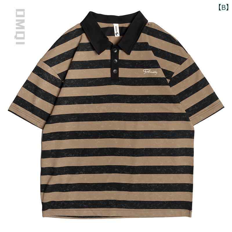 ポロシャツ メンズ 夏 黒白ストライプ ボーダー 半袖 Tシャツ 男性用 大きいサイズ 半袖 Tシャツ アメリカンカジュアル 高汎用性 ポロシャツ メンズ 夏 黒白ストライプ ボーダー 半袖 Tシャツ 男性用 大きいサイズ 半袖 Tシャツ アメリカンカジュアル 高汎用性