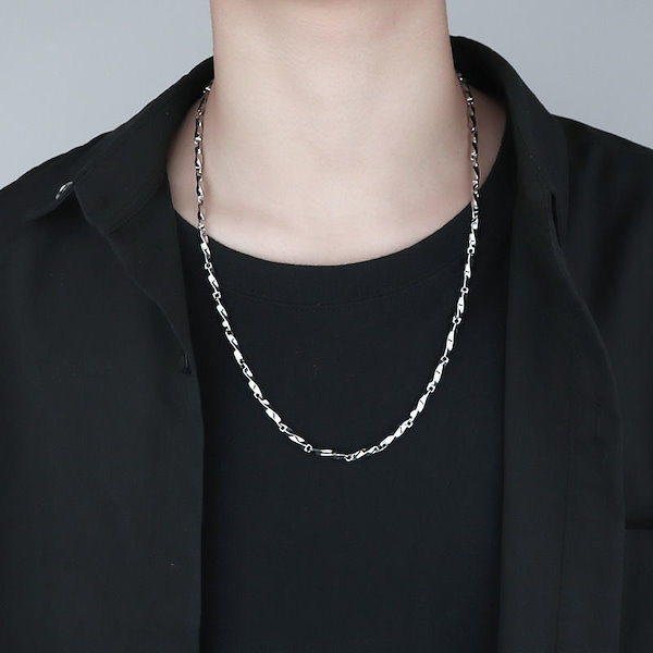 Qoo10] チタン鋼 メンズ ネックレスシンプル デ