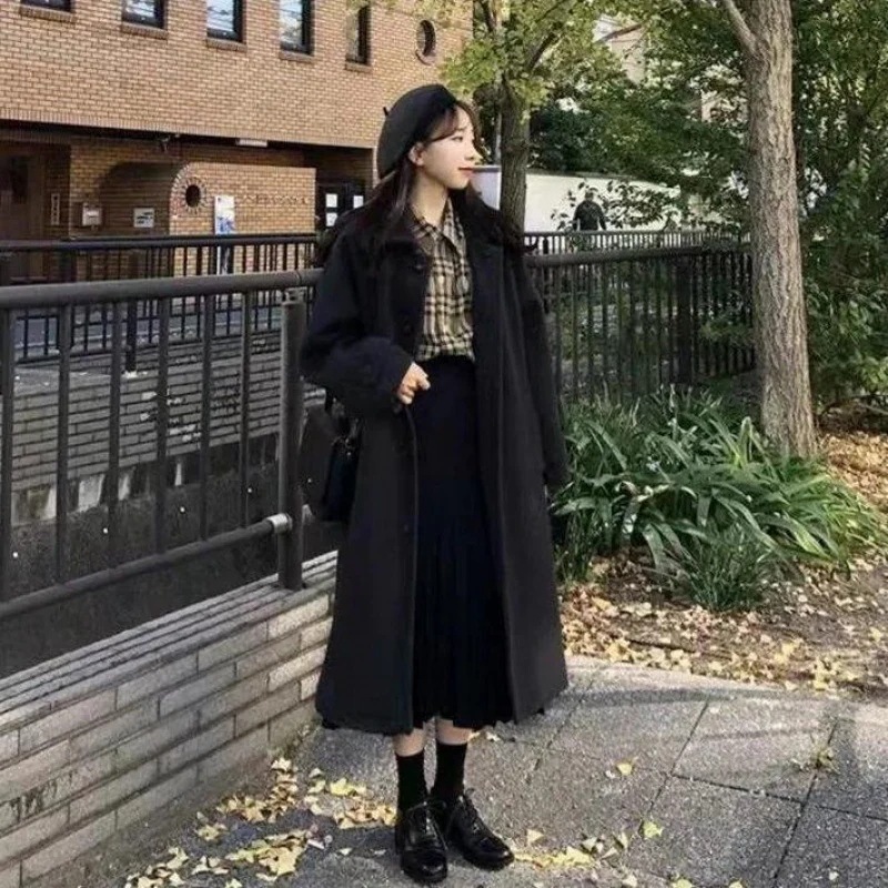 大人っぽチェスターコート ツイードジャケット レディース ミディアム丈 新作 韓国製 とろみ膝ツイードコート