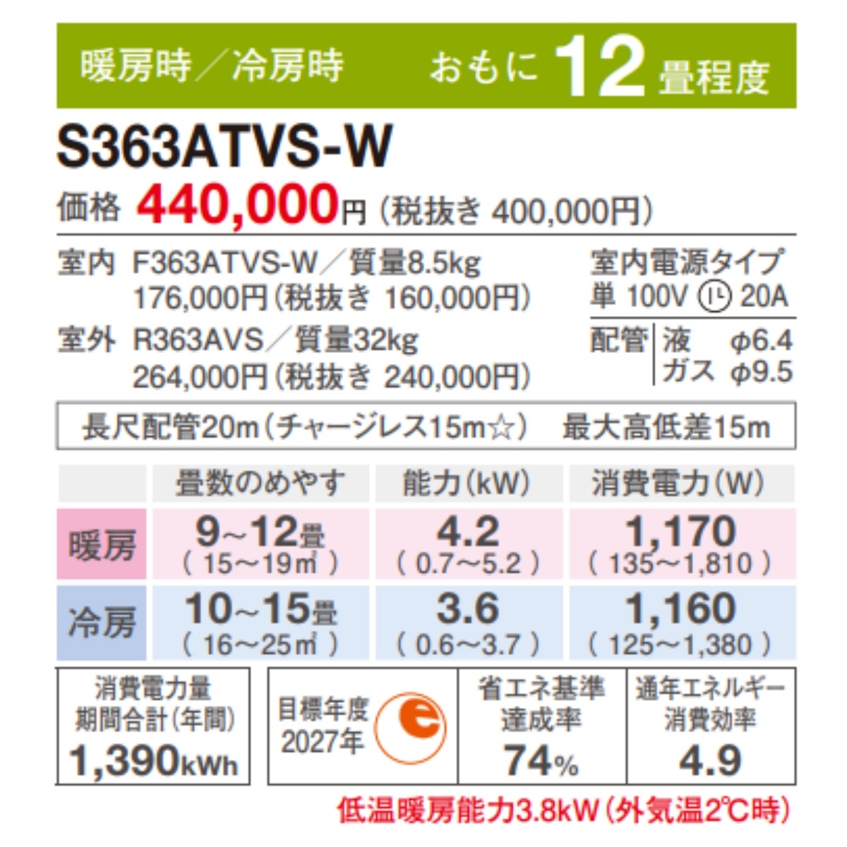 S363ATVS-W ダイキン エアコン おもに12畳 VXシリーズ ホワイト 冷暖房 20 23年 モデル 自動運転　保湿　清潔　湿度制御　気流　内部洗浄 ストリーマ空気清浄