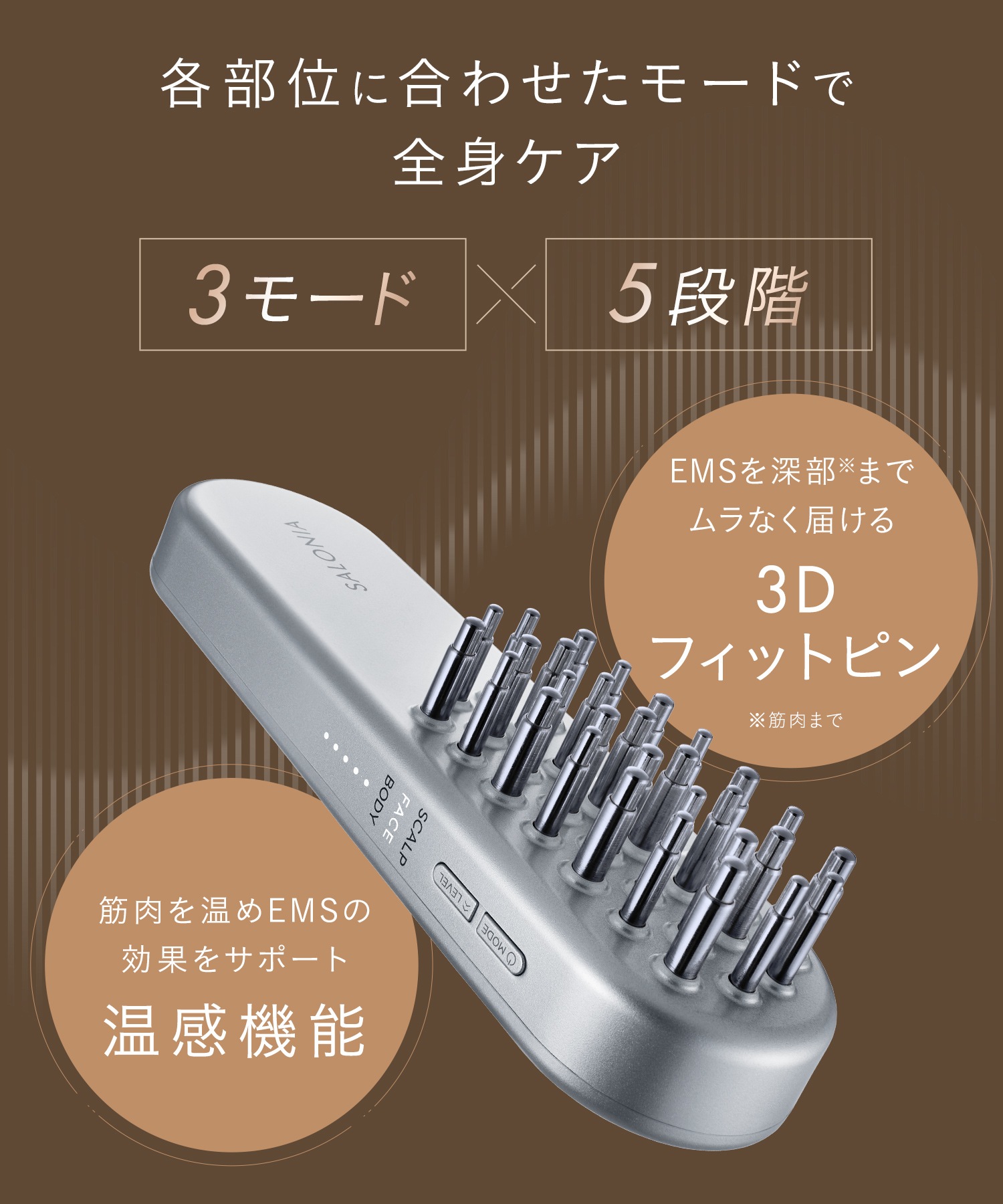 サロニア EMS リフトブラシ 美顔器 ems リフトアップ ハリ美容デンキブラシ 電気ブラシ